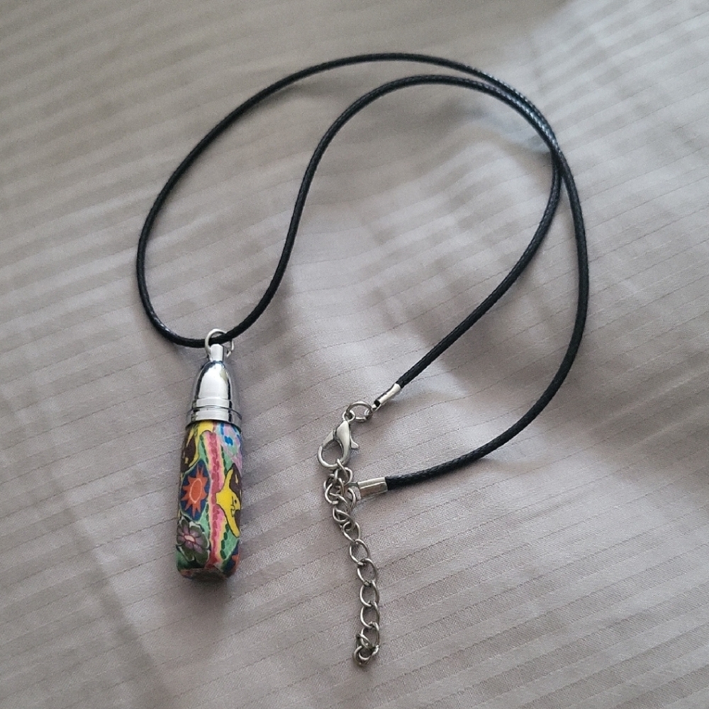 Floral Multicolor Pendant Necklace Perfume Bottle